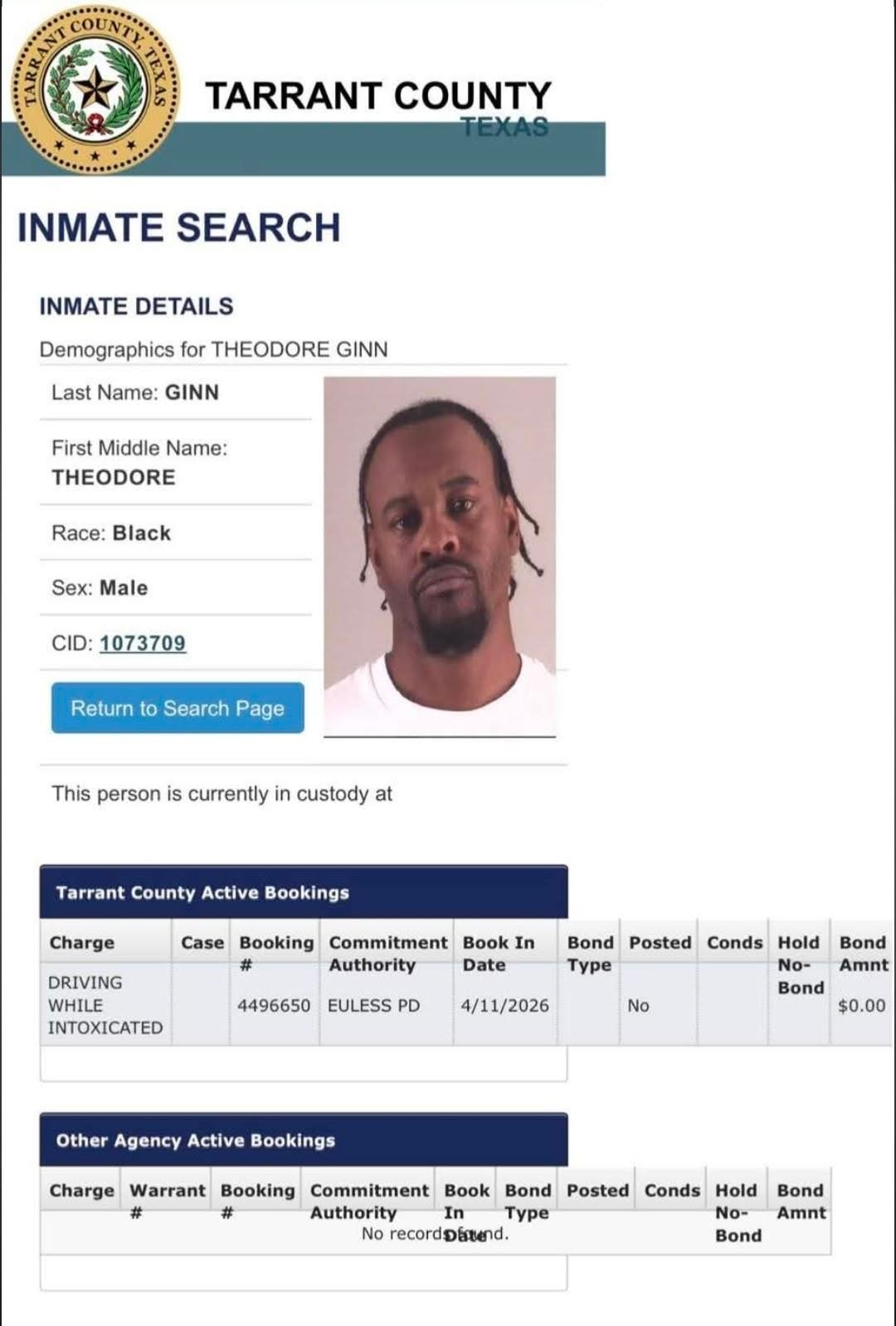 Columbus Aviators Head Coach Ted Ginn Jr. Arrested for DUI in Texas Ahead of Week 3 Game vs. Dallas Renegades